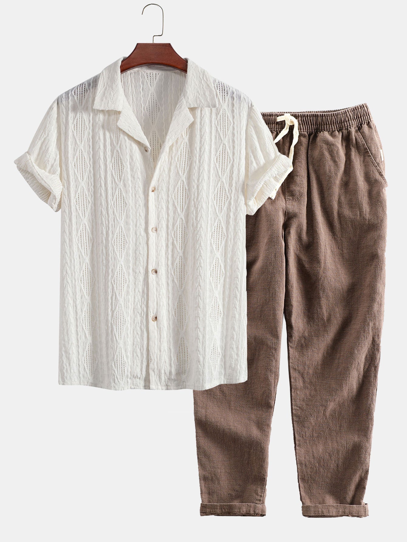 Ensemble d'Eté™ - Chemise cubaine texturée à manches courtes et pantalon léger