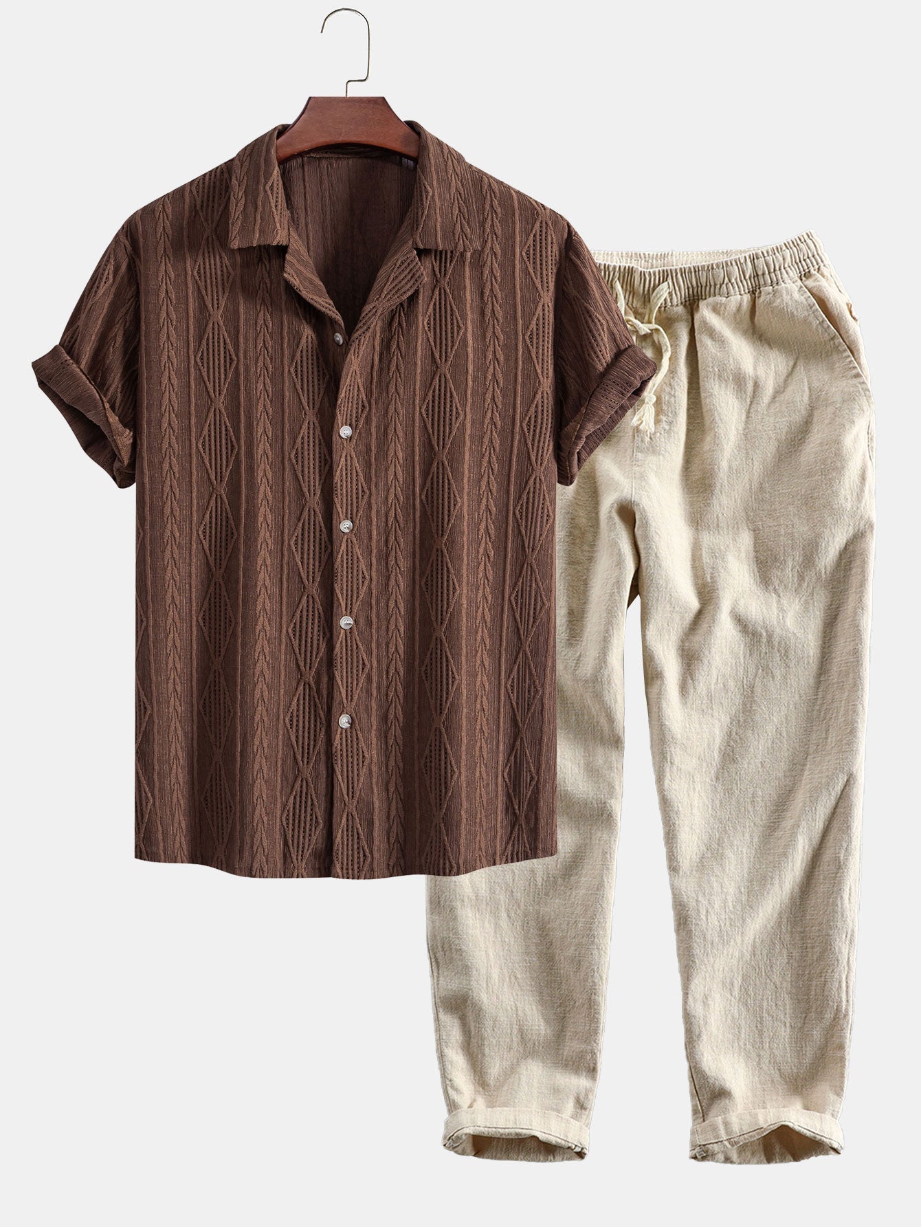 Ensemble d'Eté™ - Chemise cubaine texturée à manches courtes et pantalon léger